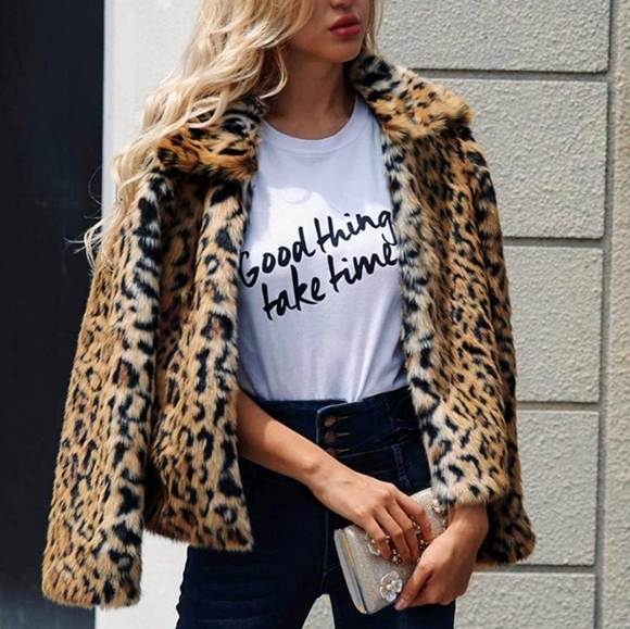 New Leopard Print Faux Fur Jacket - Picture 5 of 8